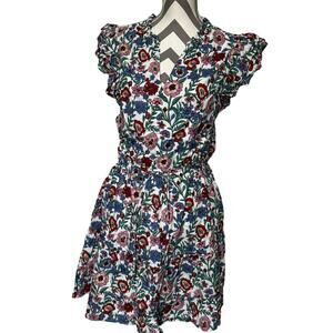 Vineyard Vines Floral Smocked Waist Dress Large Layers Ruffle Colorful